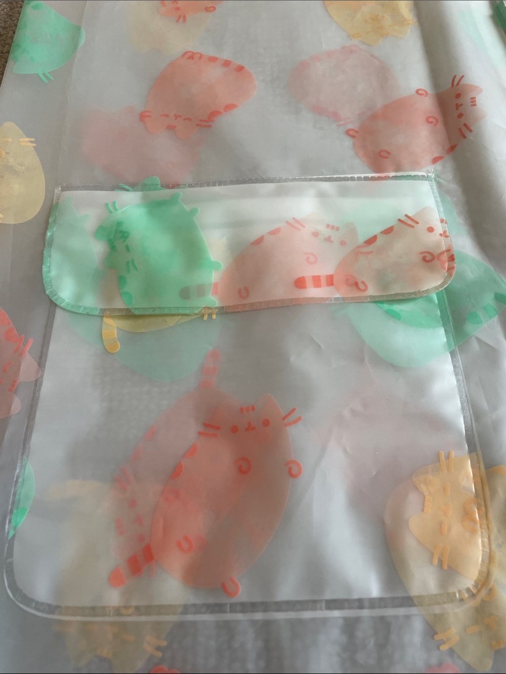 Pusheen Transparent Raincoat with Pastel Pusheen Print (Green, Pink, Yellow) - Picture 7 of 7